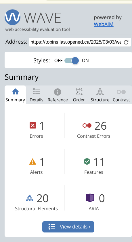 WAVE evaluation of my 2nd reflection page
